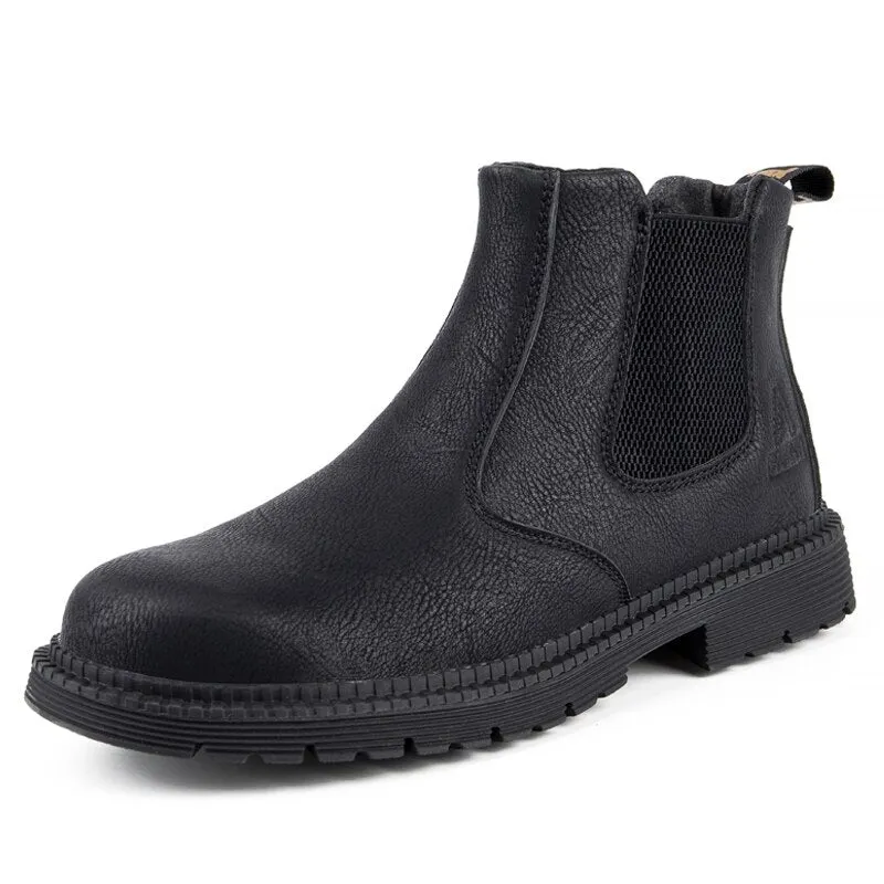 Leather Work & Safety Boots Men Chelsea Boots Indestructible Male Work Shoes Men Winter Boots Safety Shoes Men Steel Toe Shoes