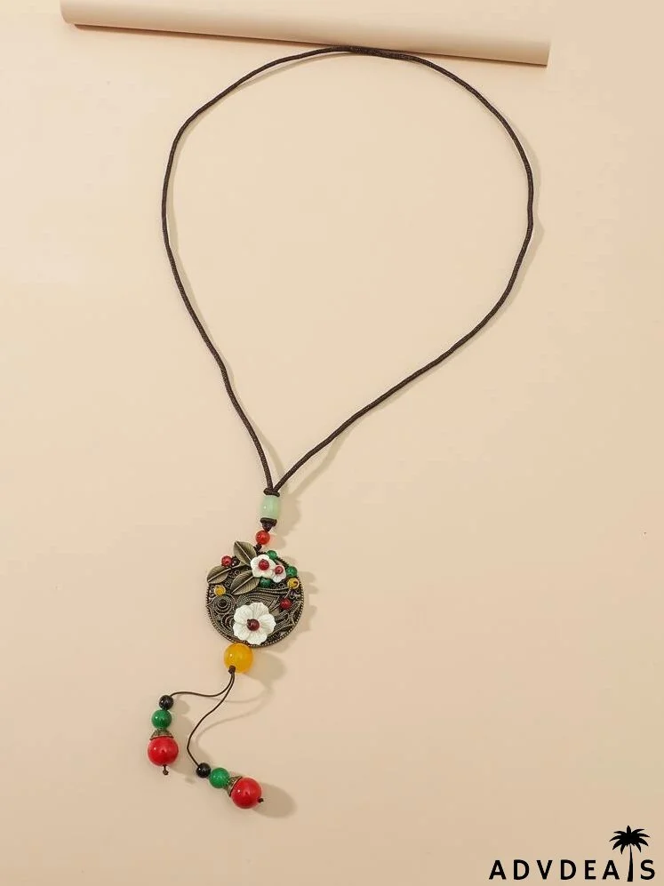Flower Bead Charm Necklace