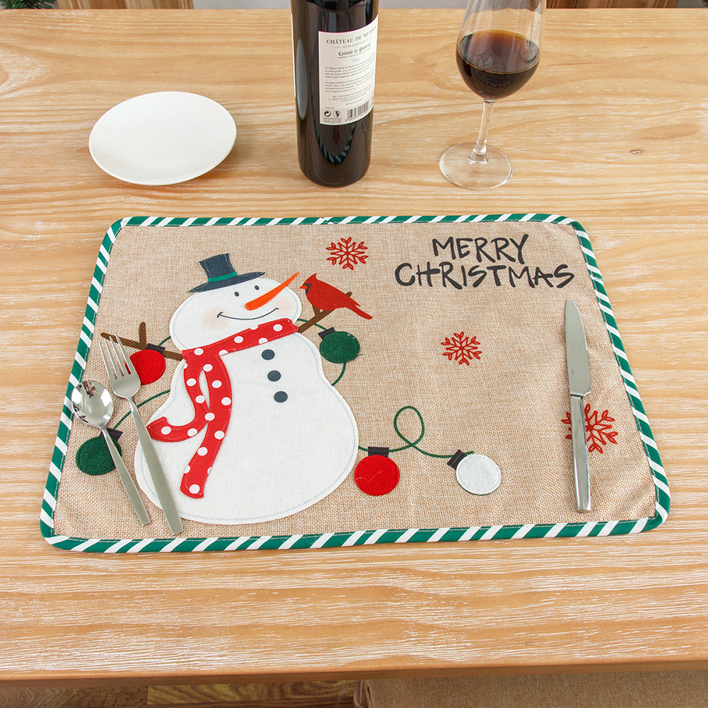 

Christmas Placemat Tableware Cartoon Embroidery Pad Heat Insulation Mats, 501 Original