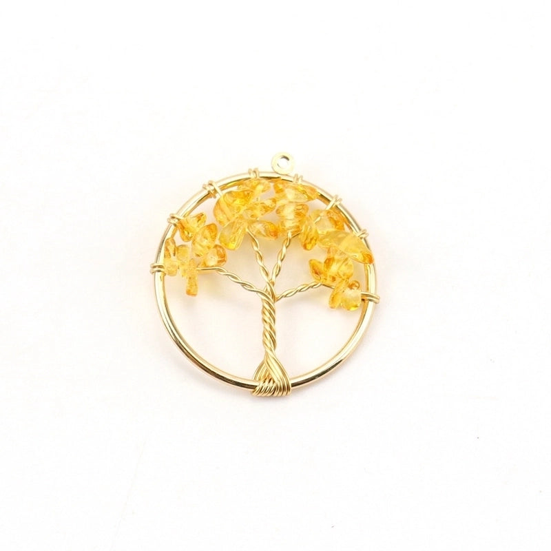 Minimalist Lucky Tree Natural Stone Agate Pendants