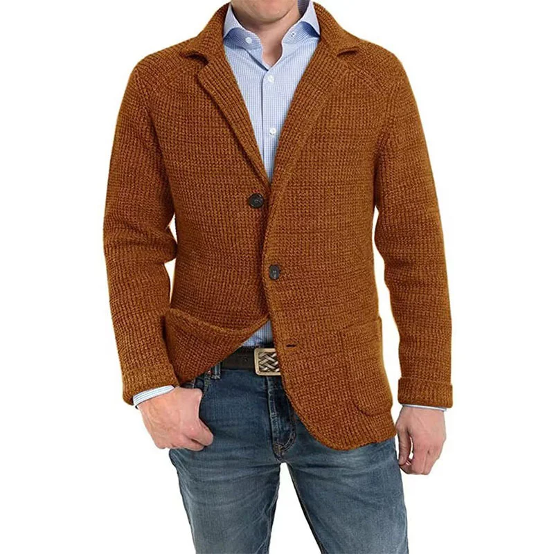 Wongn Wongn Men's Casual Knit Cardigan Sweater Fashion Men's Long Sleeve Pocket Cardigan Knit Sweater Men's Coat