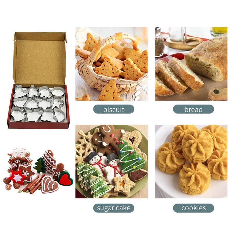 Christmas Casual Cute Christmas House Christmas Tree 430 Stainless Steel Kitchen Molds 1 Set