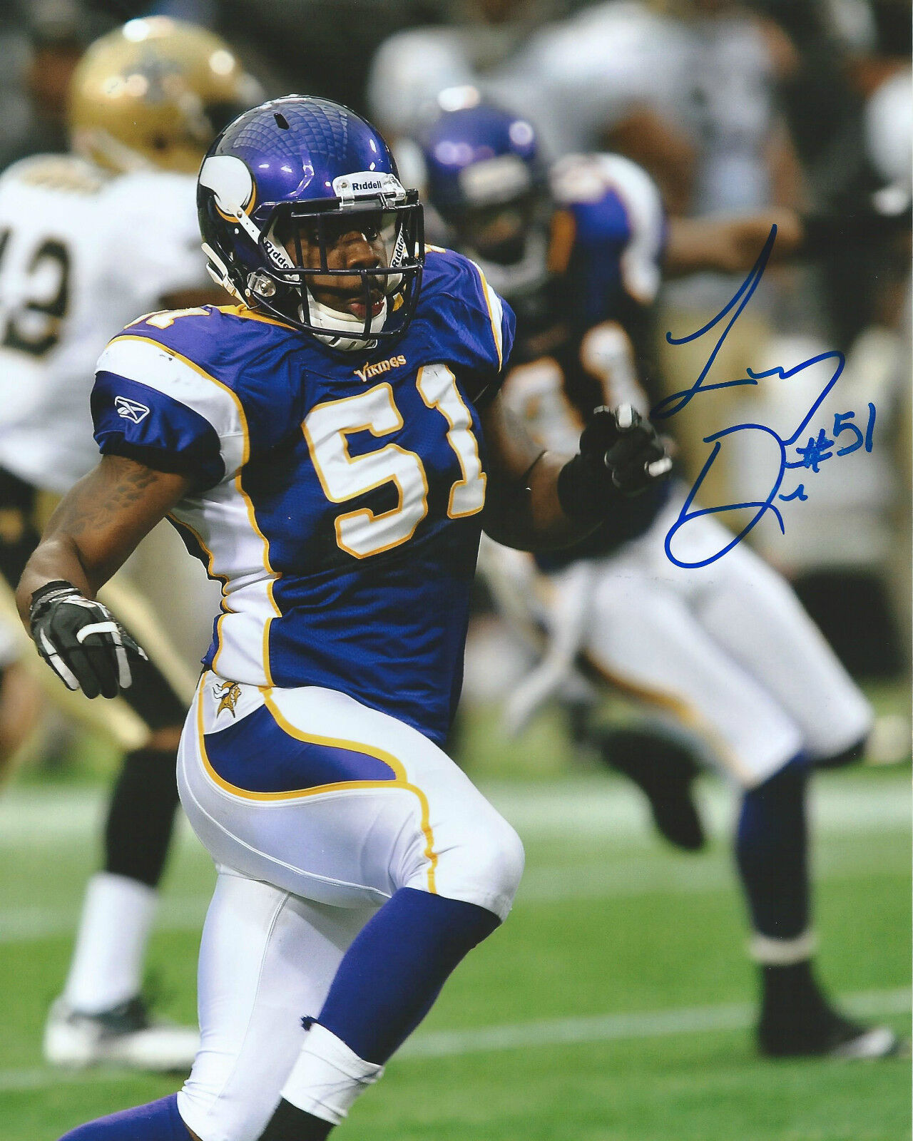 Larry Dean *MINNESOTA VIKINGS* Signed 8x10 Photo Poster painting L1 COA GFA