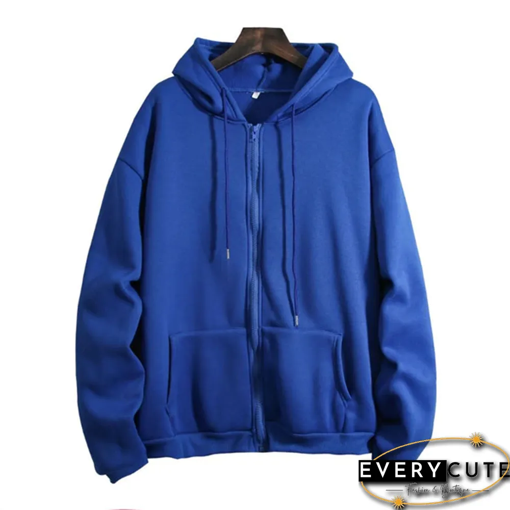 Loose Hooded Sweater Women's Autumn And Winter Large Size Zipper Cardigan Top Zip Up Hoodies Pullover