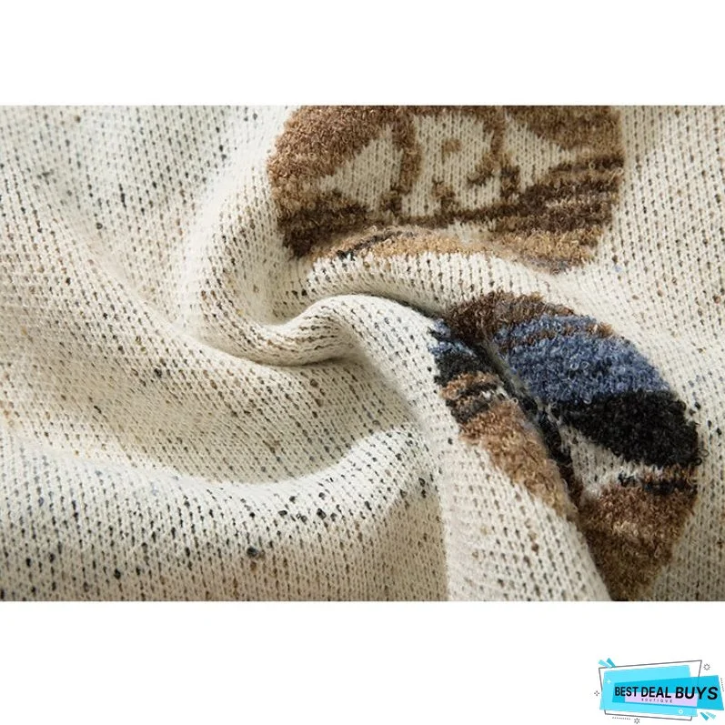 Color-block Dragon Pattern Jacquard Pullover