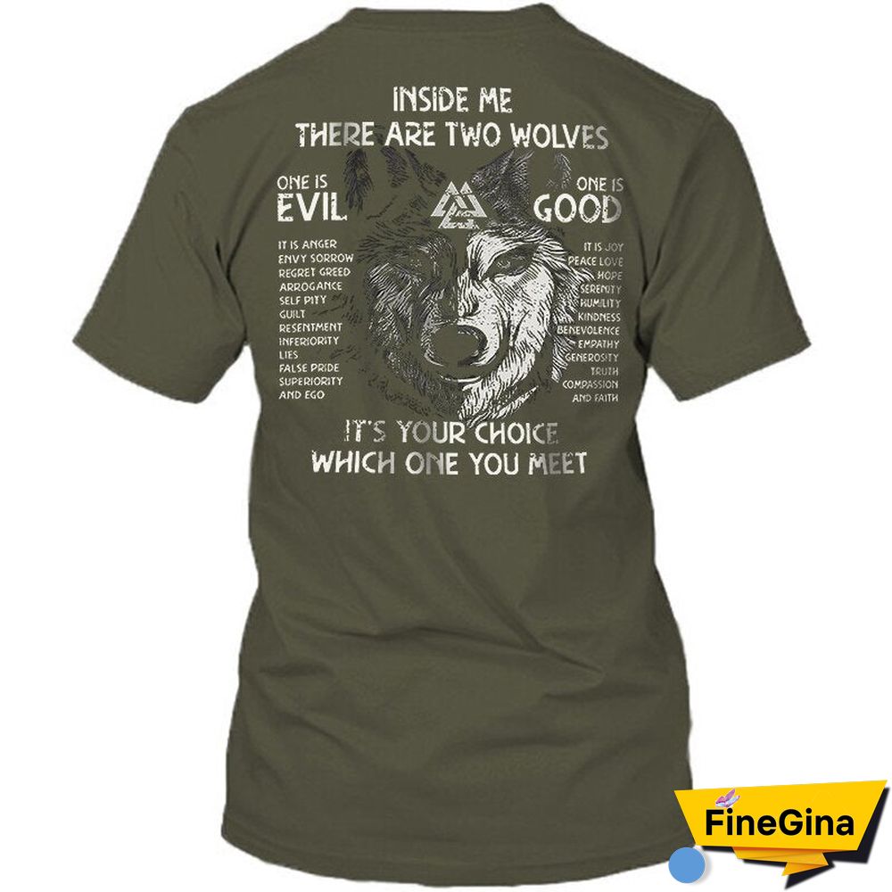 Blue Viking Inside Me There Are Two Wolves Mens Letter Print Gym Tee