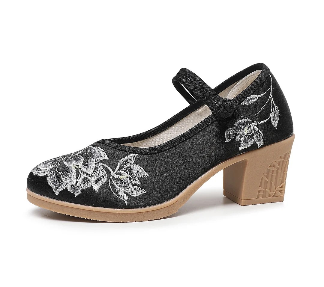 Colourp Colourp New Embroidered Cloth Shoes With High Heel Embroidered Shoes With Horse Face Skirt