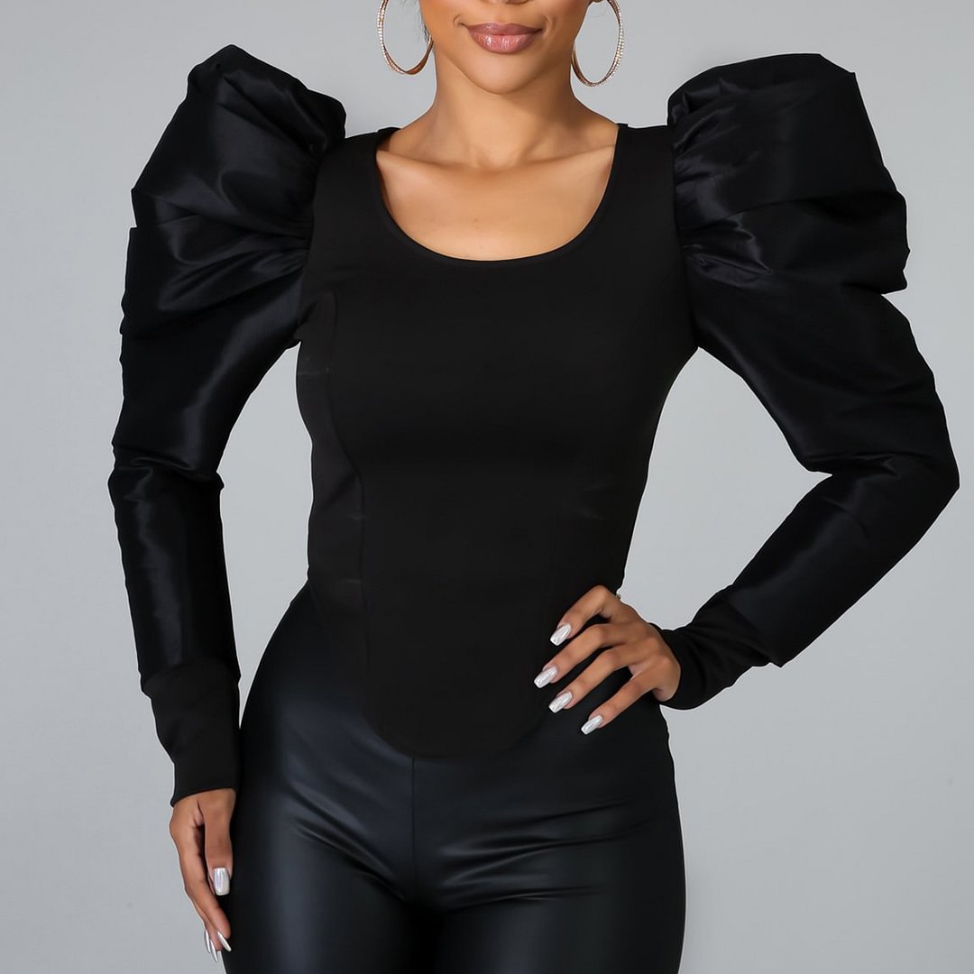 Women's Clothing Design Sense Niche Puff Sleeve Long Top
