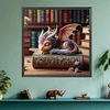 (US Local)Paint By Numbers Kit On Canvas DIY Oil Art Little Dragon Sleep On Book 40x40cm