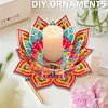 Peinture en diamant en 5D DIY d&eacute;coration acrylique de bureau, bougeoirs fleurs, lumi&egrave;re th&eacute;au, d&eacute;coration de bureau maison faite main pour adultes d&eacute;butants (lotus rouge et jaune)