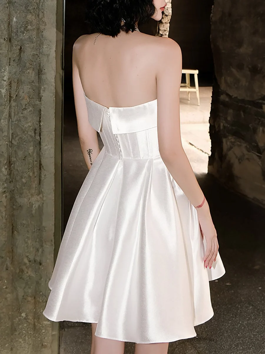 Strapless silk-faille mini dress