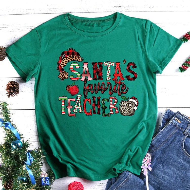 Santa‘s favorite teacher T-Shirt Tee -606682-Annaletters