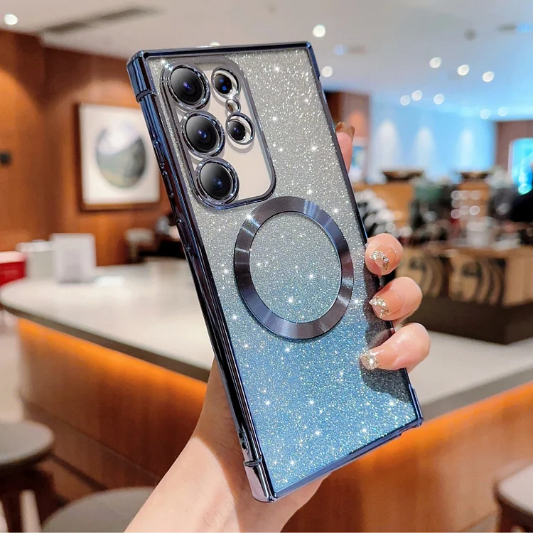 Bling Star Plating Lens Protection Phone Case For Samsung S21 S22 + Plus Ultra S20 FE For Magsafe Magnetic Wireless Charge Cover