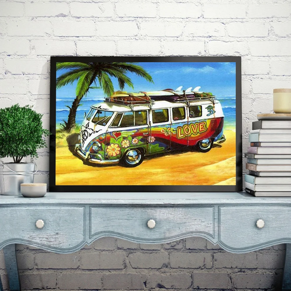 Beach Bus DIY Diamond Painting Kits Full Round Drill Home Wall Decor
