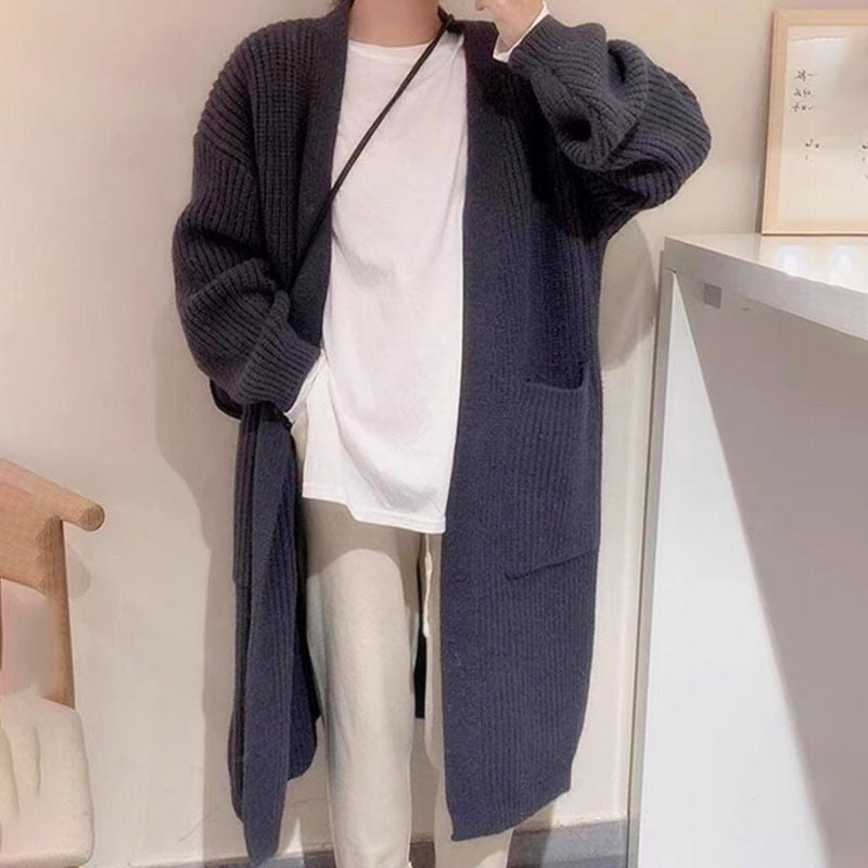 Aiertu winter fits Autumn and Winter Korean Style Thick Wool Long Knitted Cardigan Women's Solid Color Loose Temperament Buckle-Free Sweater Coat aiertu