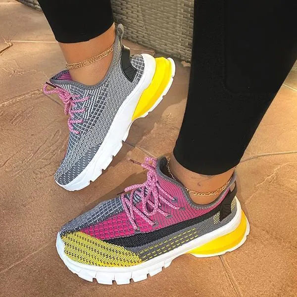 Lace-up Knit Comfortable Sneakers