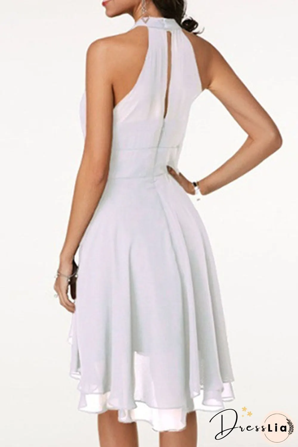 Fashion Street Solid Split Joint Halter A Line Dresses(7 Colors)