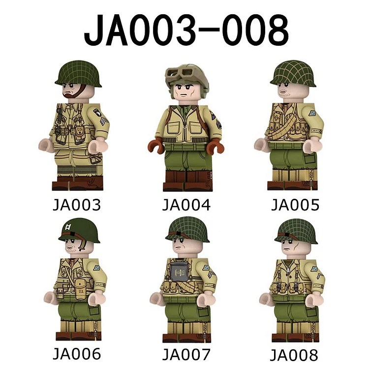 World War II Military Minifigures JA003-008 Brick Blocks Construcion Toy