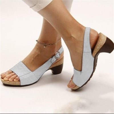 Grishay Women's Elegant Low Chunky Heel Comfy Sandals - Free Shipping