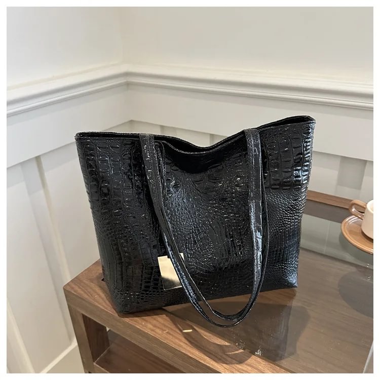 Fashion Casual Women Shoulder Bags Silver Gold Black Crocodile Handbag PU Leather Female Big Tote Bag Ladies Hand bags Sac bolsa