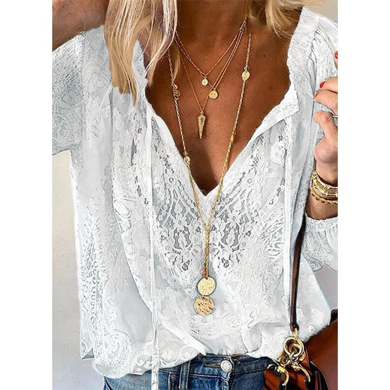 Fashion Lace Puff Sleeve Top