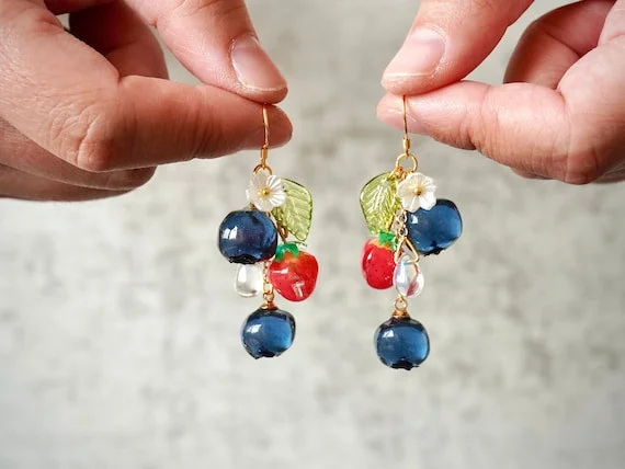 Berry Earrings Blueberry And Strawberry