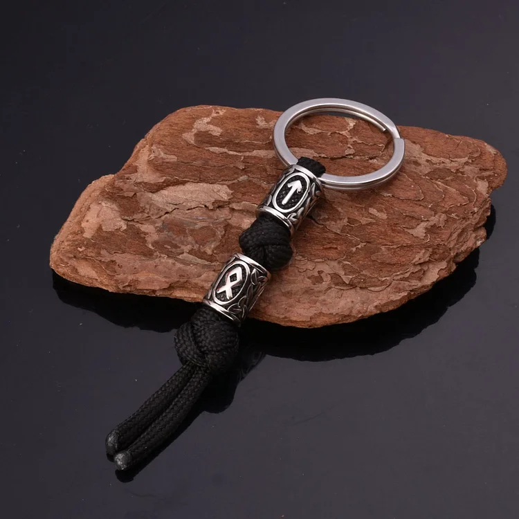 Coutureaura Viking Rune Beads Parachute Rope Keychain