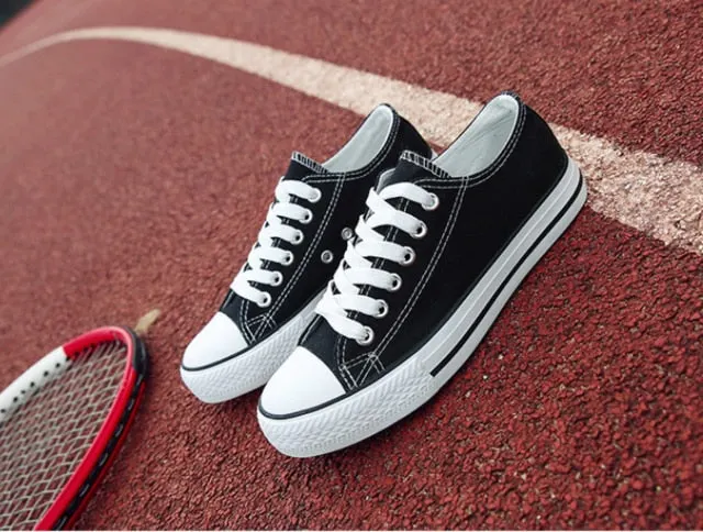 2020 Women's Vulcanize Shoes Fashion Lace-up Solid Lovers Shoes Rubber Flat Canvas Shoes For Women Casual Sneakers Female Shoes