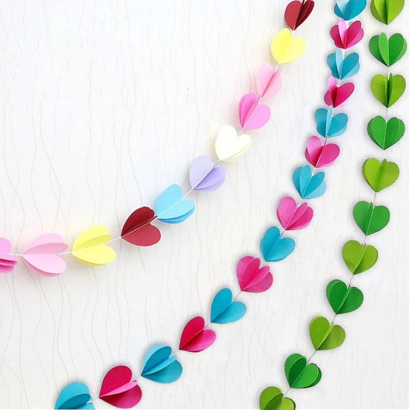 3m Colorful 3D Round Heart Paper Garlands Christmas Wedding Party Banner Hanging Paper Garland Room Decoration