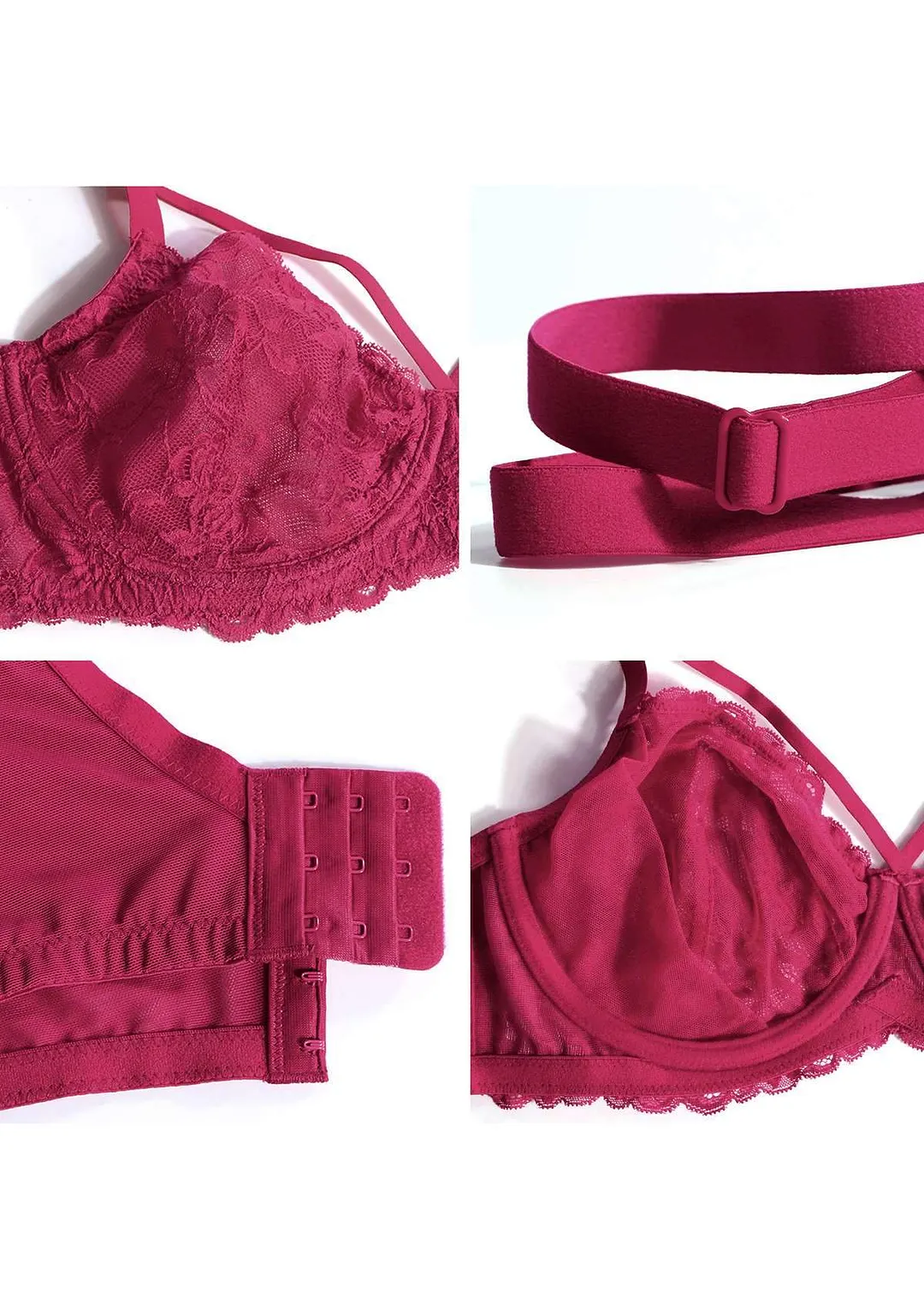 Pretty In Petals Black Unlined Strappy Lace Bra