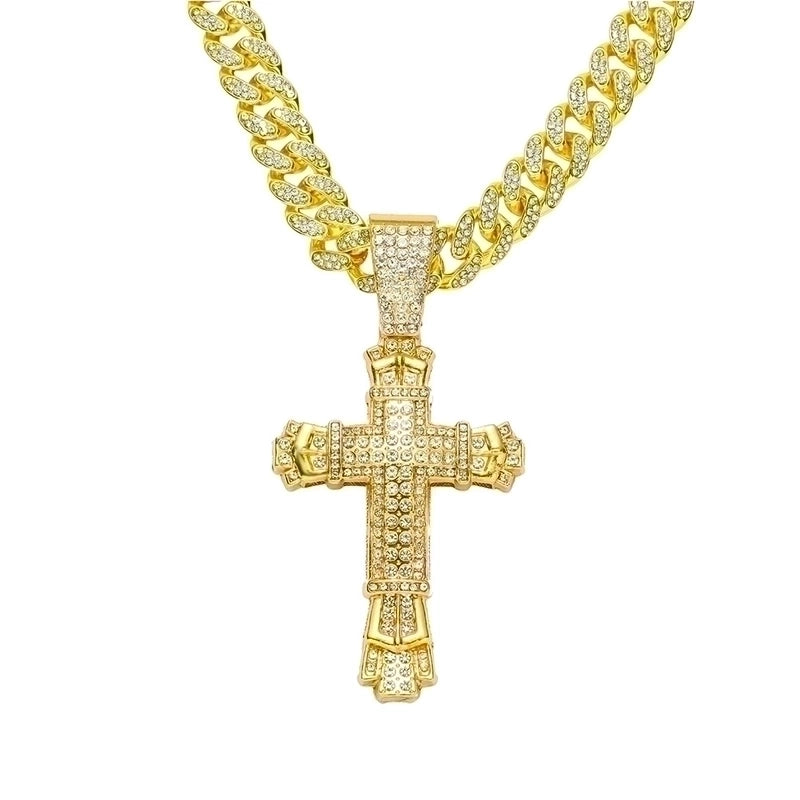 Hip-hop Cross Alloy Plating Inlay Rhinestones Men’s Pendant Necklace