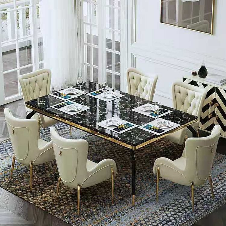 White Modern Genuine Leather Dining, High Back Black Leather Dining Chairs