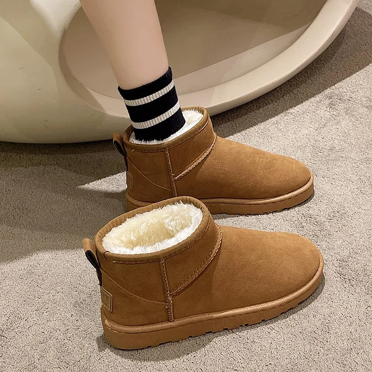 Winter New Women's Fleece Warm Fashion Low-cut Snow Cotton Boots