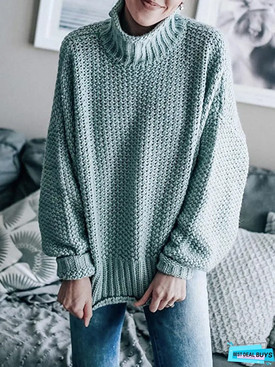 Turtleneck Dropped Shoulder Sweater