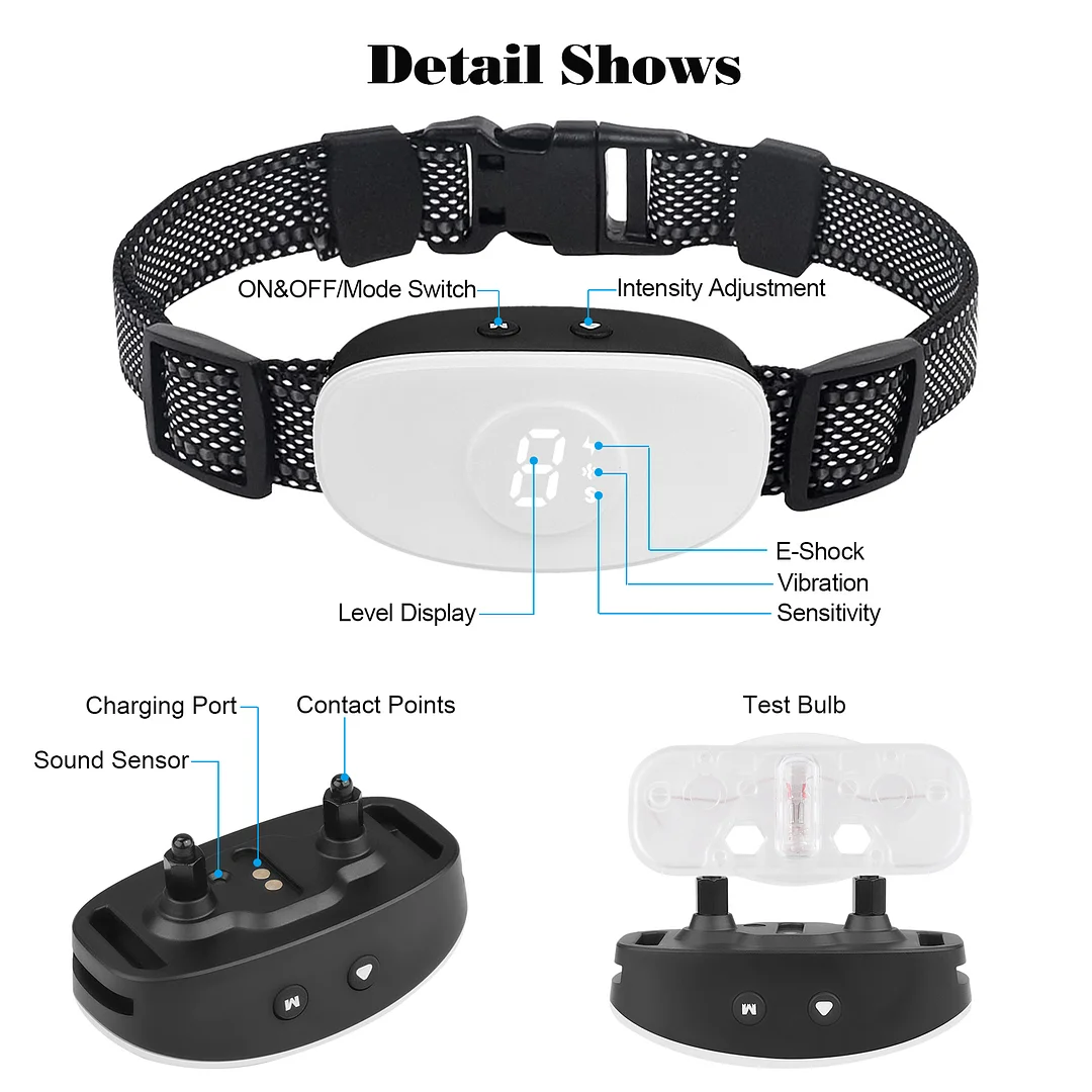 BEBANG Bark Collar for Dogs with 3 Modes Beep Vibration and Shock Dog Shock Collar for Small Medium and Large Dogs, Shock Collar for Dogs in Humane Effective Scientific Training Methods