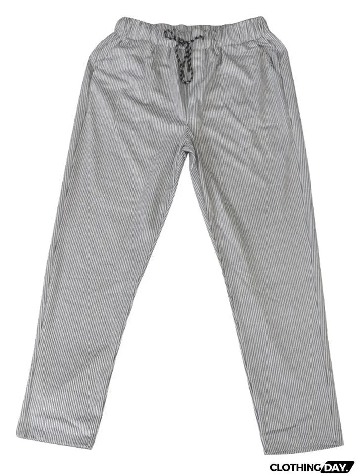 Men's Relaxed Fit Striped Straight-Leg Trousers