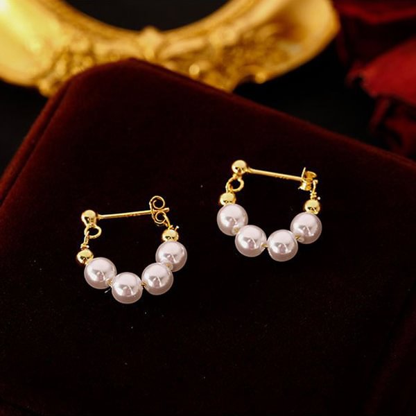 Elegant Pearl Hoop Earrings