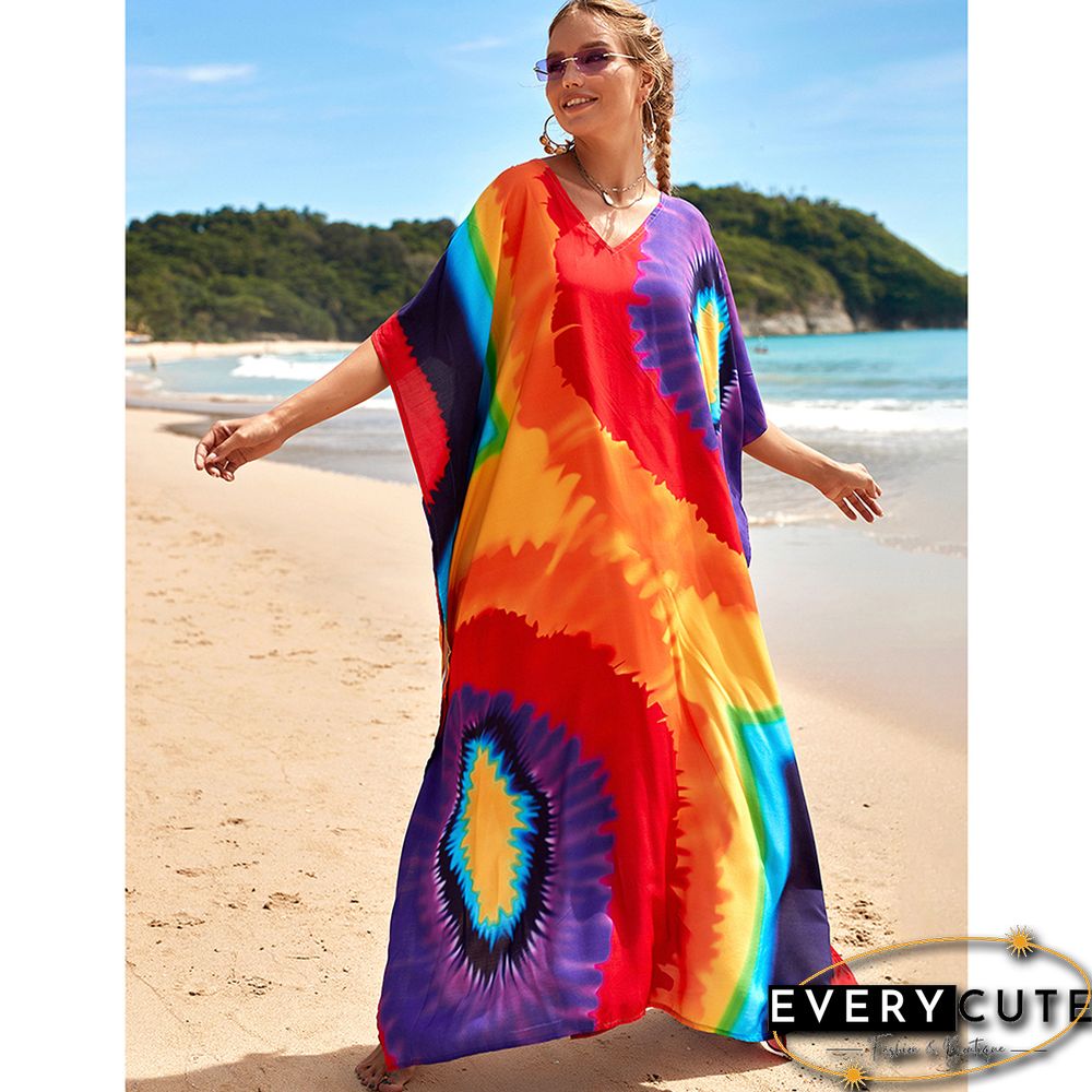 Yellow Graffiti Loose Beach Kimono Dress