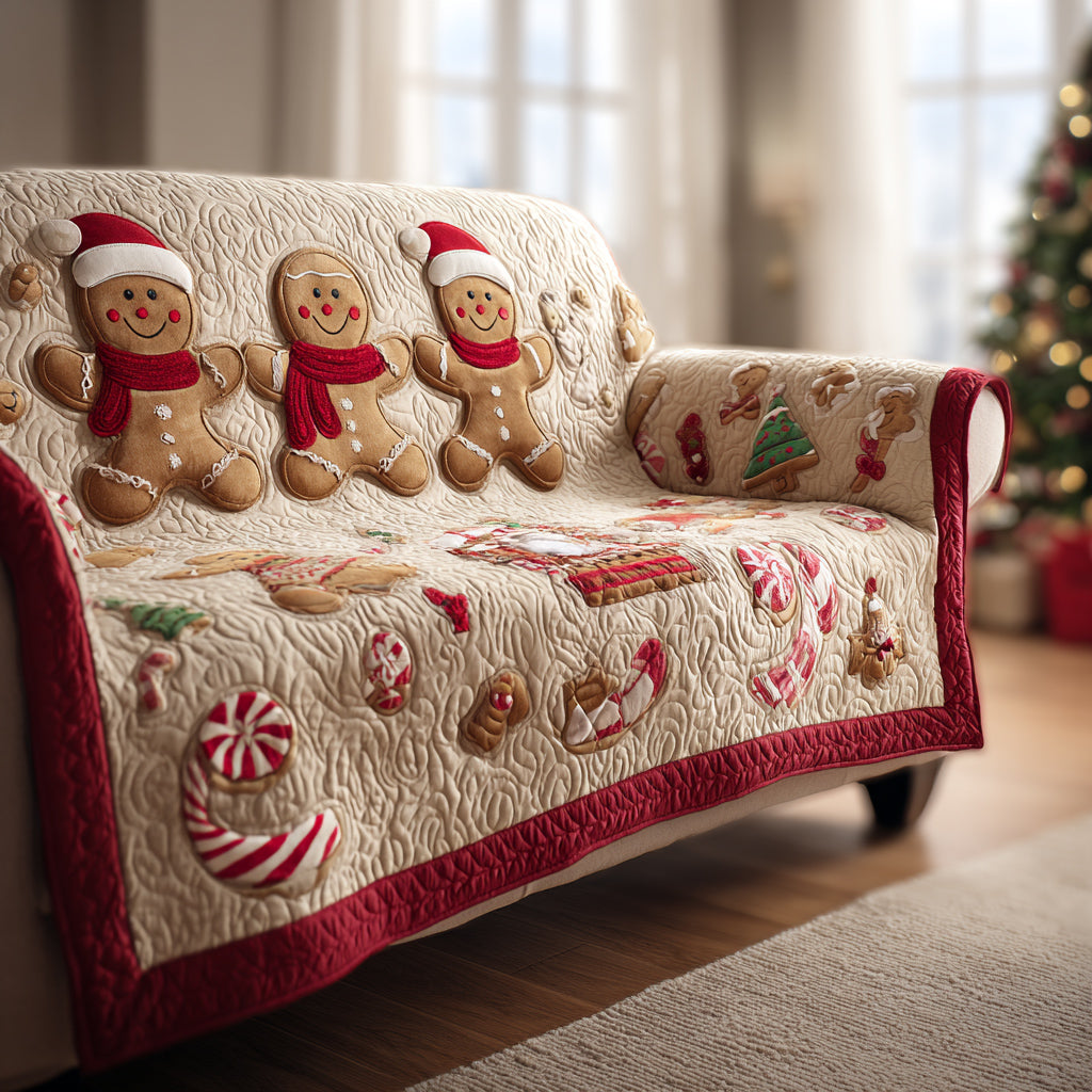 Sweet Gingerbread Man Quilted Sofa Cover NCU0HH1131 everthome