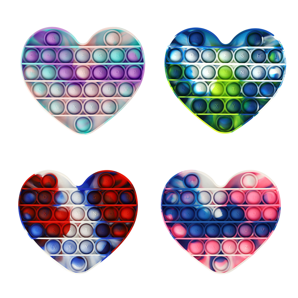 

Heart-shaped Stress Relief Toys Camo Print Puzzle Push Bubble Sensory Toy, B-1, 501 Original