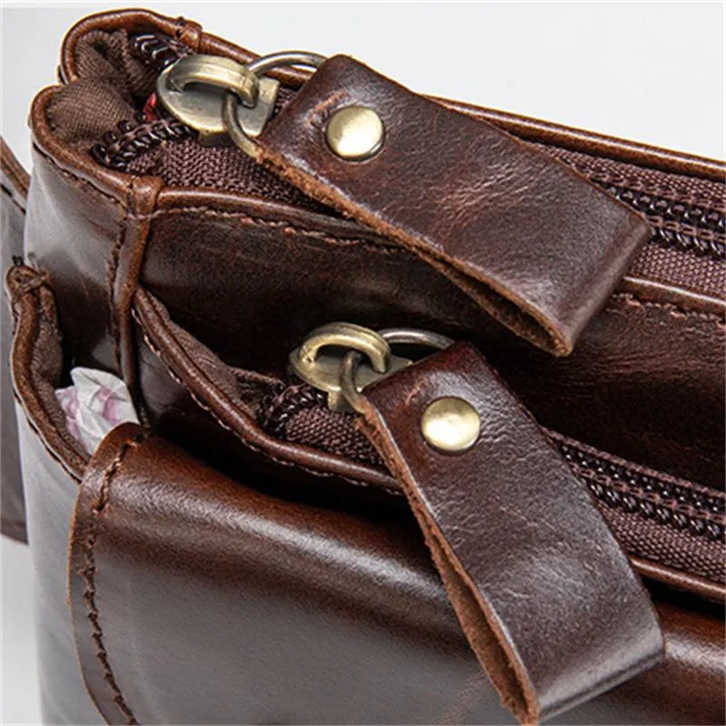 Casual Retro Waist Bag Outdoor Genuine Leather Crossbody Bag