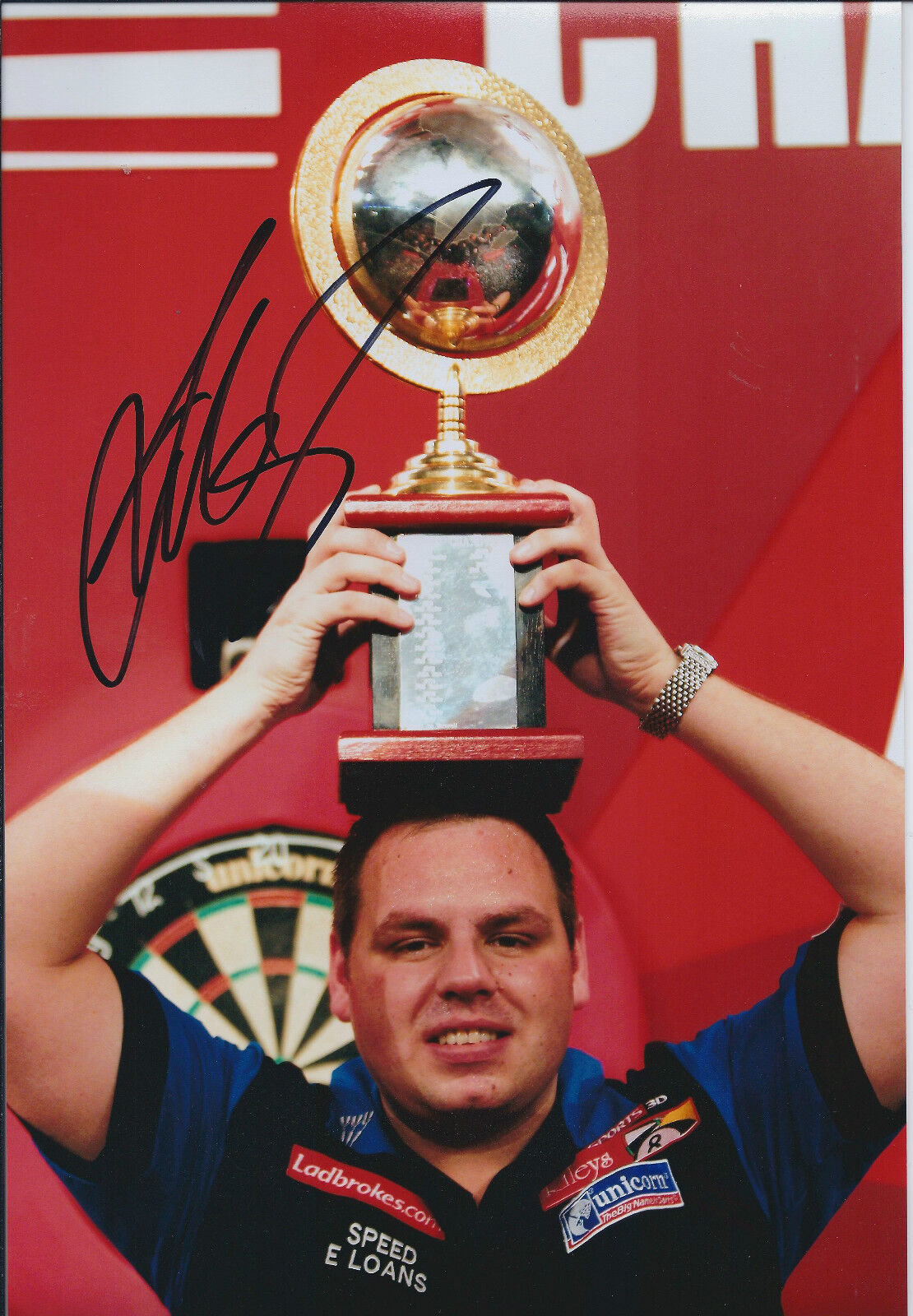 Adrian LEWIS Signed 12x8 Autograph Photo Poster painting AFTAL COA Darts Grand Prix Finalist