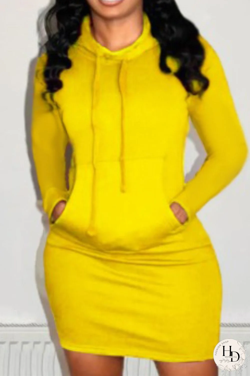 Black Fashion Casual Solid Patchwork Hooded Collar Long Sleeve Dresses