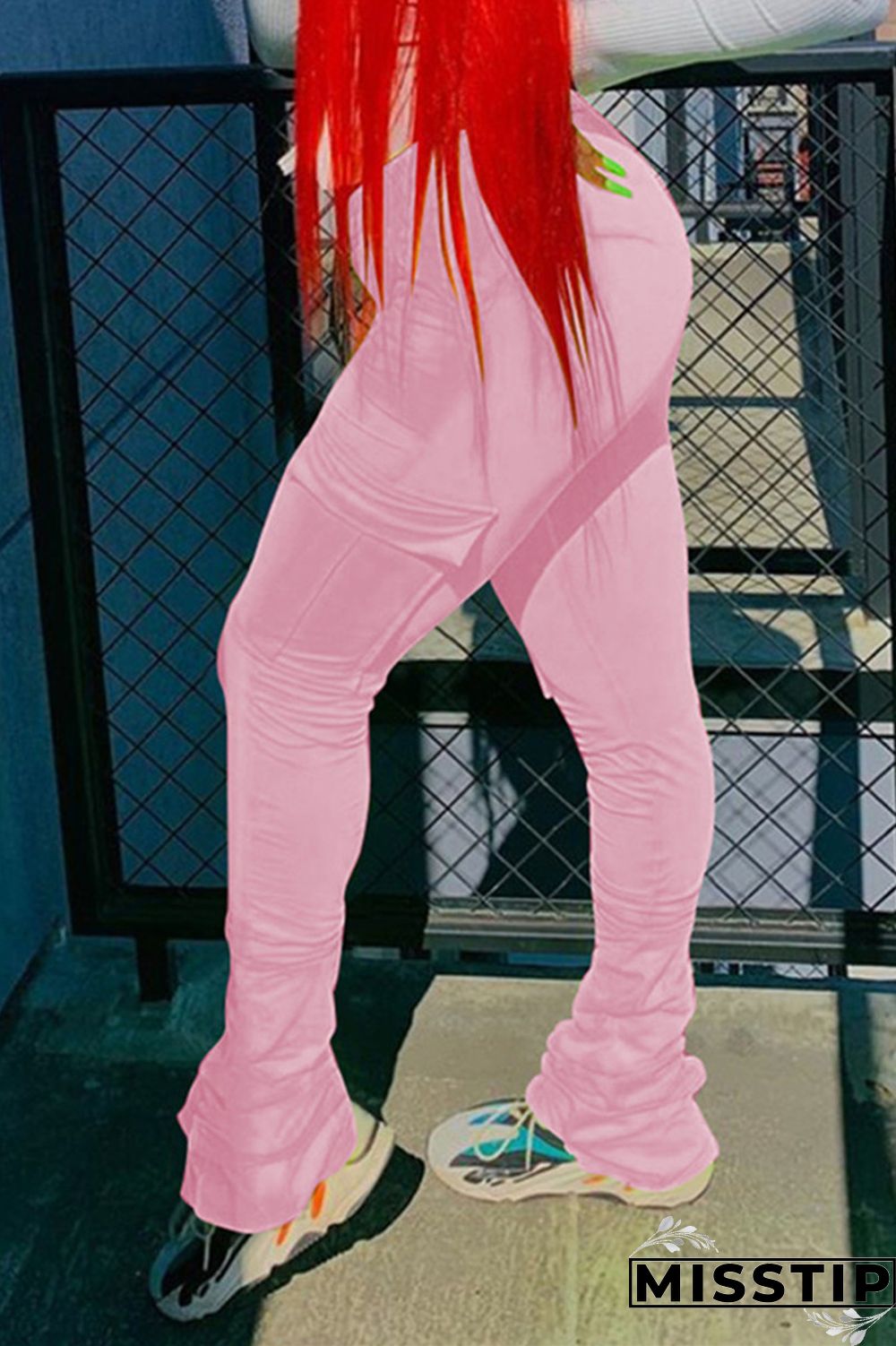 Orange Fashion Casual Pleated Sports Trousers