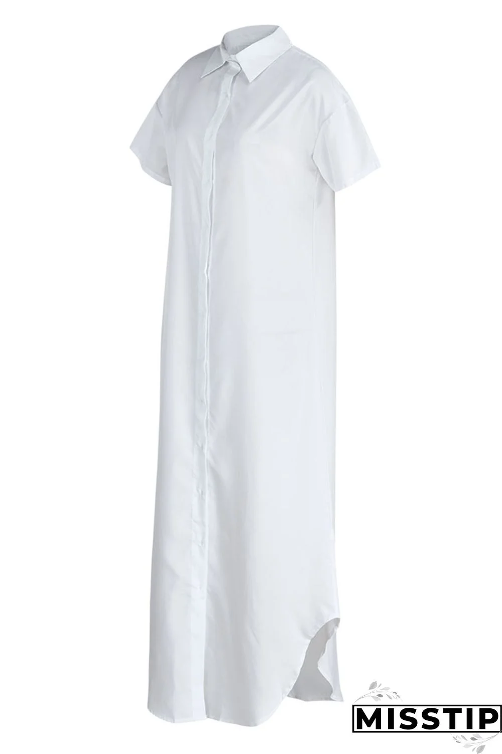 Rose Red Casual Solid Patchwork Buckle Turndown Collar Shirt Dress Dresses