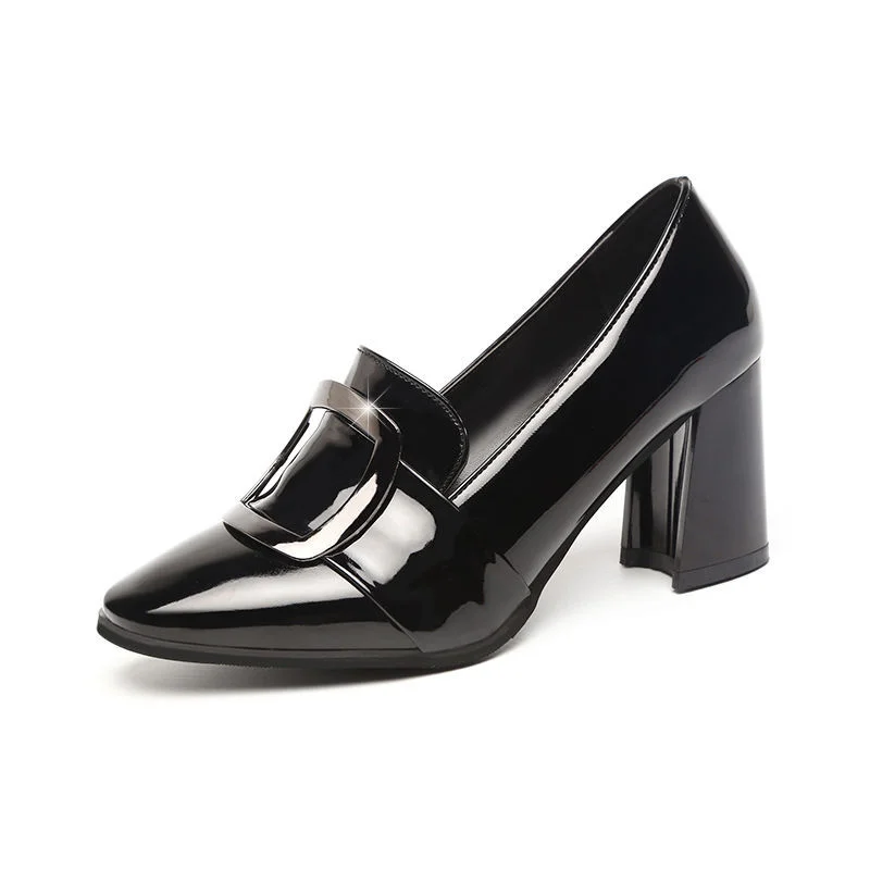 Tanguoant Tanguoant Version Of Autumn And Winter Fashion High Thick Heel Shoes With Small Black Shoes With Heel Shoes