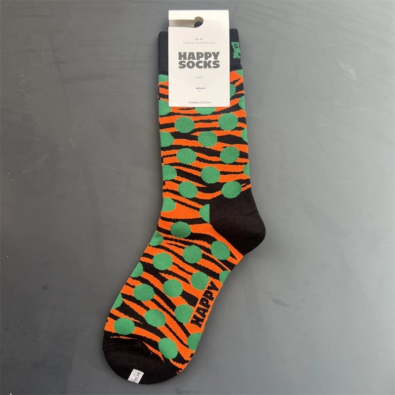 Women’s Vacation Minimalist Polka Dots Cotton Crew Socks A Pair