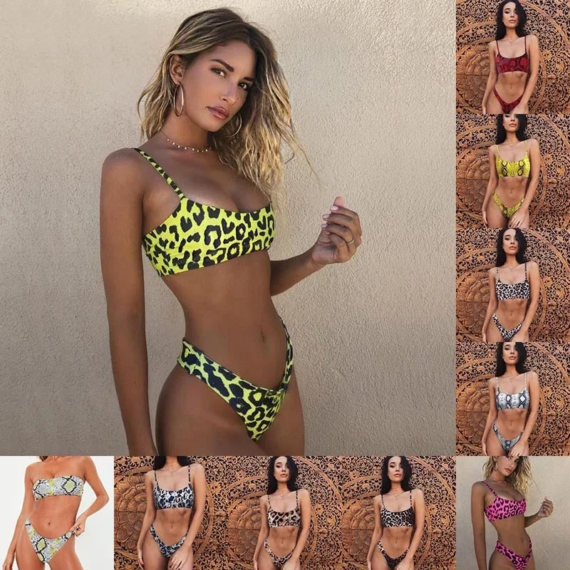 Sexy Leopard Bikinis Push Up Swimwear Women Micro Bikini Set Thong Biquini High Waist Swimsuit