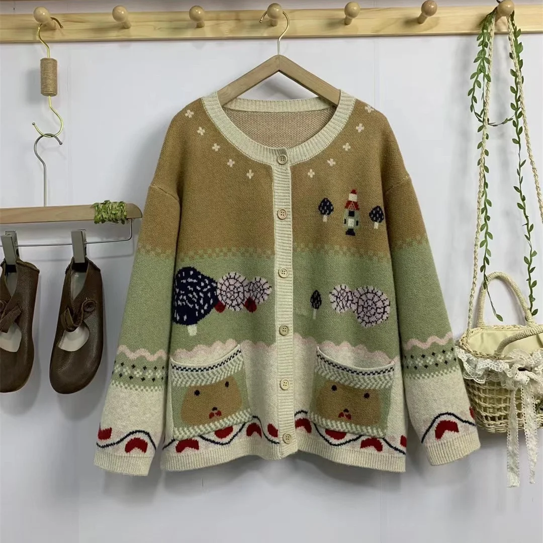 Chicfifth Sweater Women Winter Long Sleeve High Quality Autumn Vintage Top Knitted Cardigan