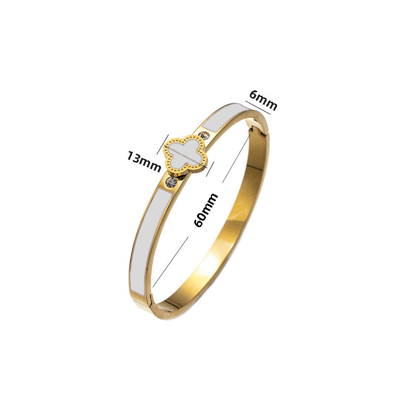 Ellipse Titanium Steel 18K Gold Plated Bangles